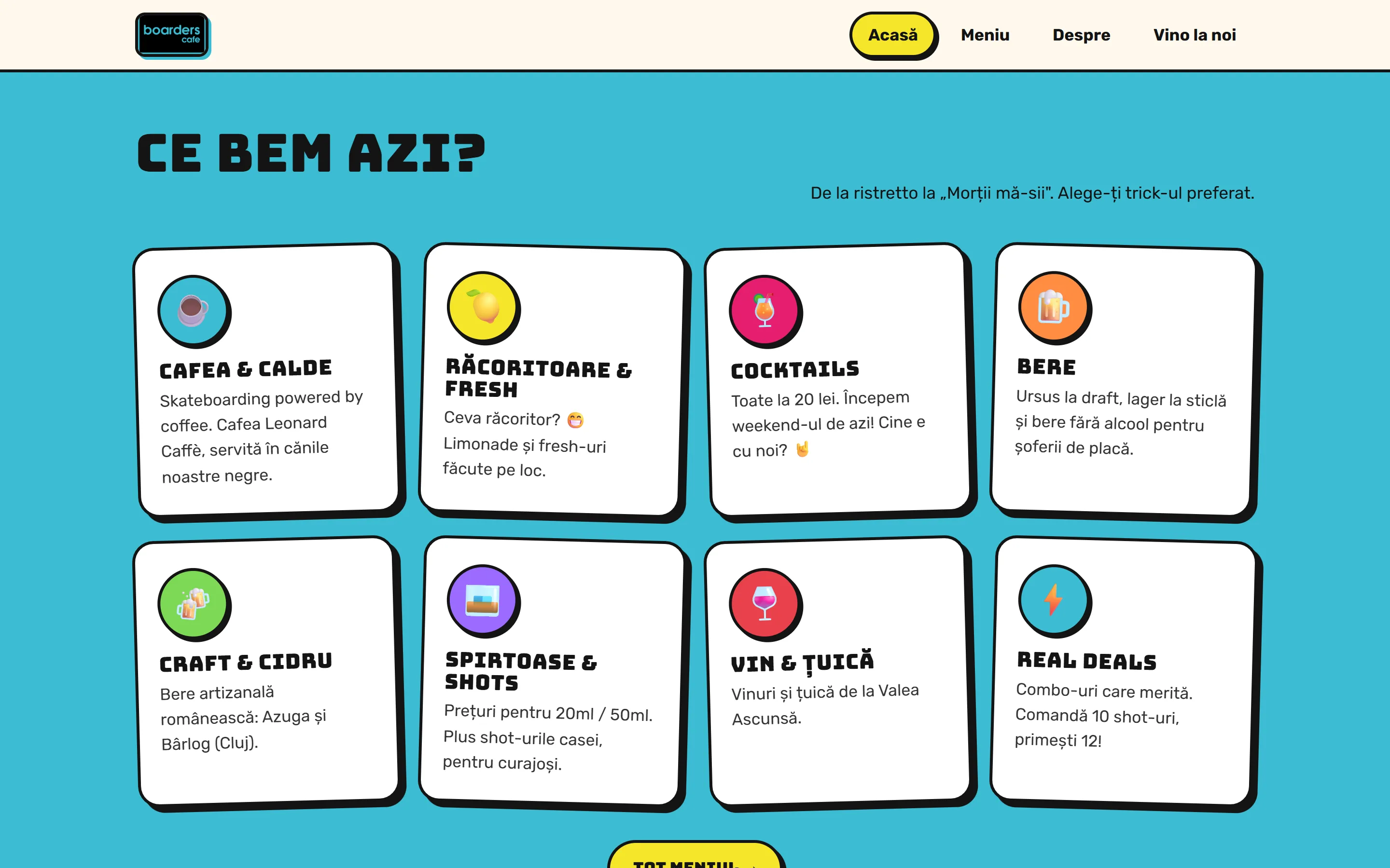 Category cards generated from the menu data file