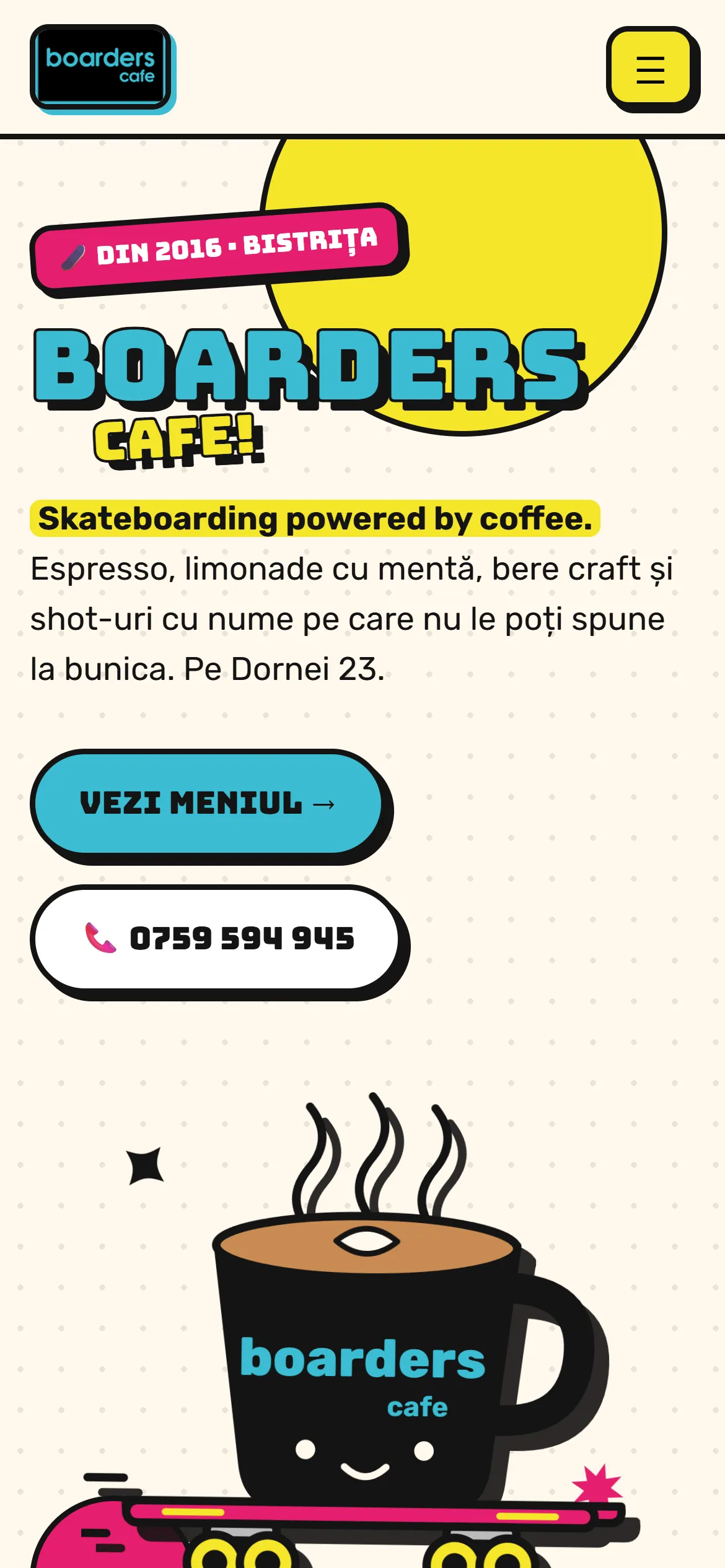 boarders cafe on mobile
